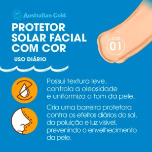 Australian Gold Protetor Solar Facial Matte FPS60 Cor 01 40g