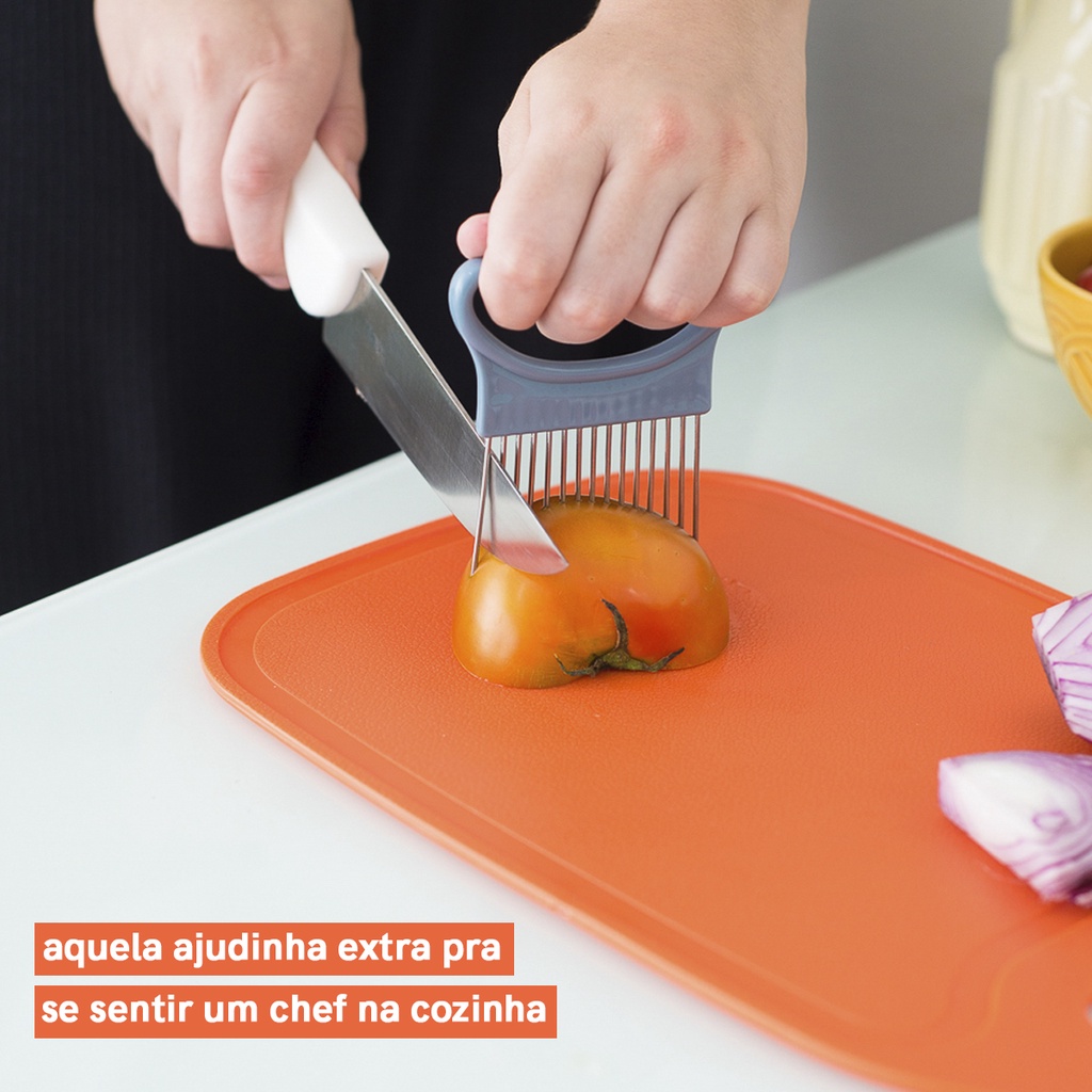 Garfo para cortar alimentos azul - Oikos