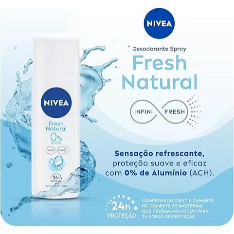 KIT NIVEA Desodorante Spray Fresh Natural 90ml 3 Unidades
