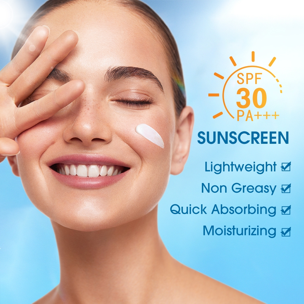 O.TWO.O Protetor Solar SPF30 PA + Fórmula Refrescante Sem Óleo Proteção UV Para Bloqueador Brilhante Facial 30ML