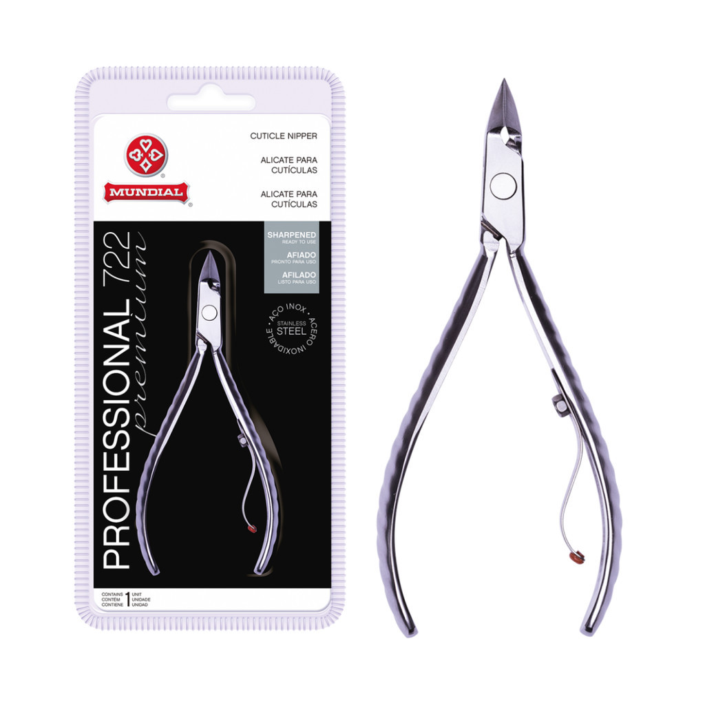 Kit com 6 Alicate Cutículas Mundial 722 Profissional Aço Inoxidável