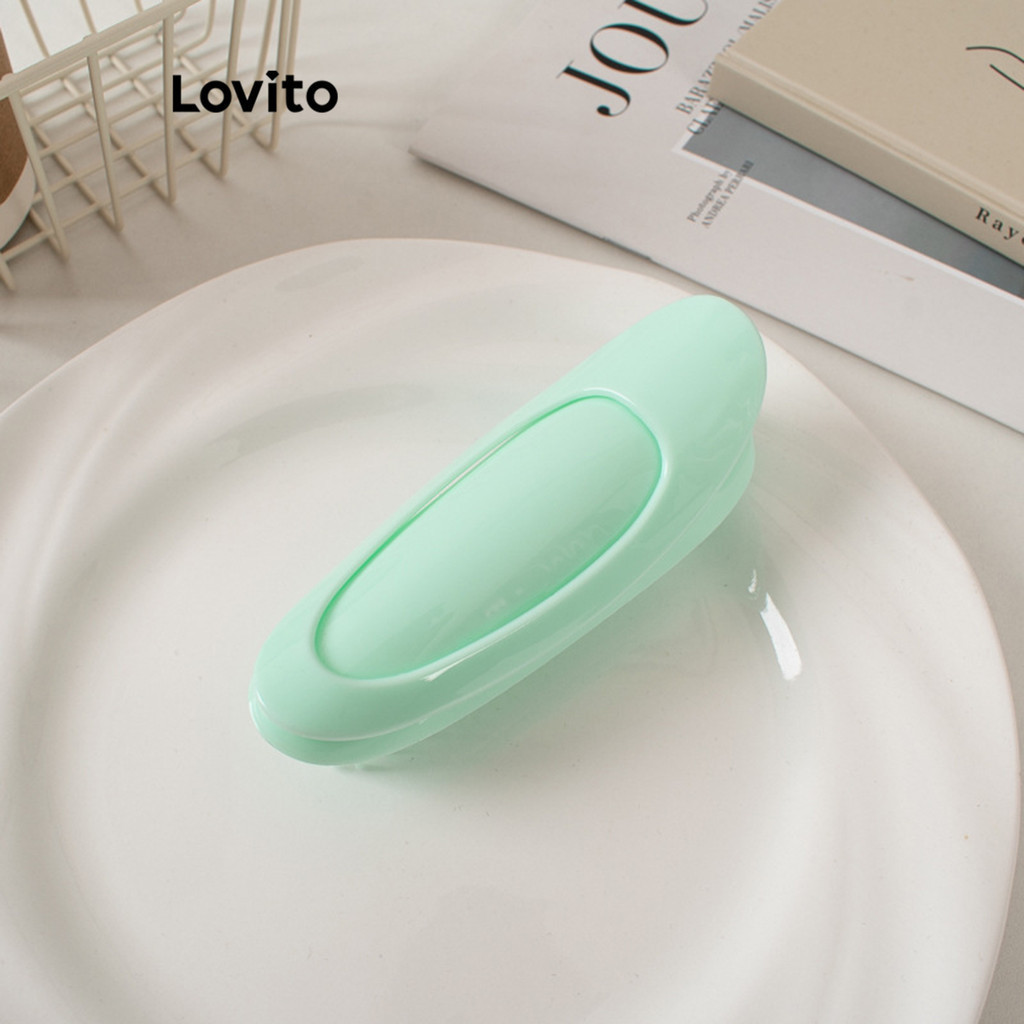 Lovito Presilha de Cabelo Casual Liso com Coroa Craniana Alta Creme para Mulheres LFA14587